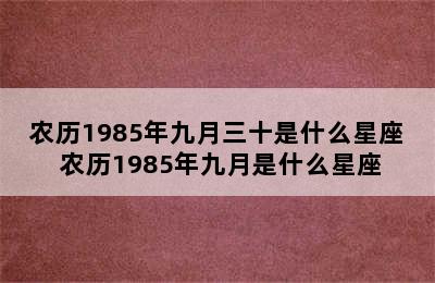 农历1985年九月三十是什么星座 农历1985年九月是什么星座